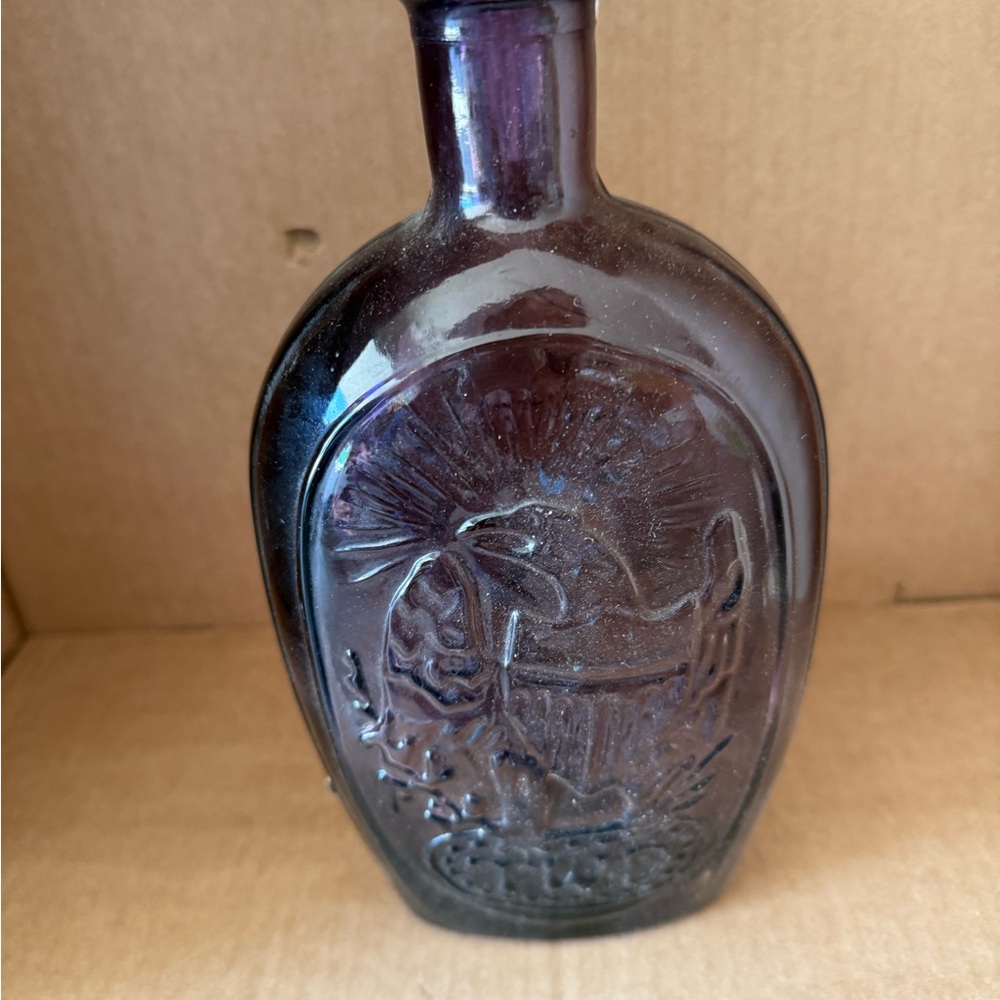Vintage‎ Purple Embossed Glass Bottle